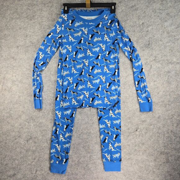 L.L. Bean Dogs Puppy Print Pajama 2 Piece Set Organic Cotton Boys Youth 14 Kids - Picture 4 of 10